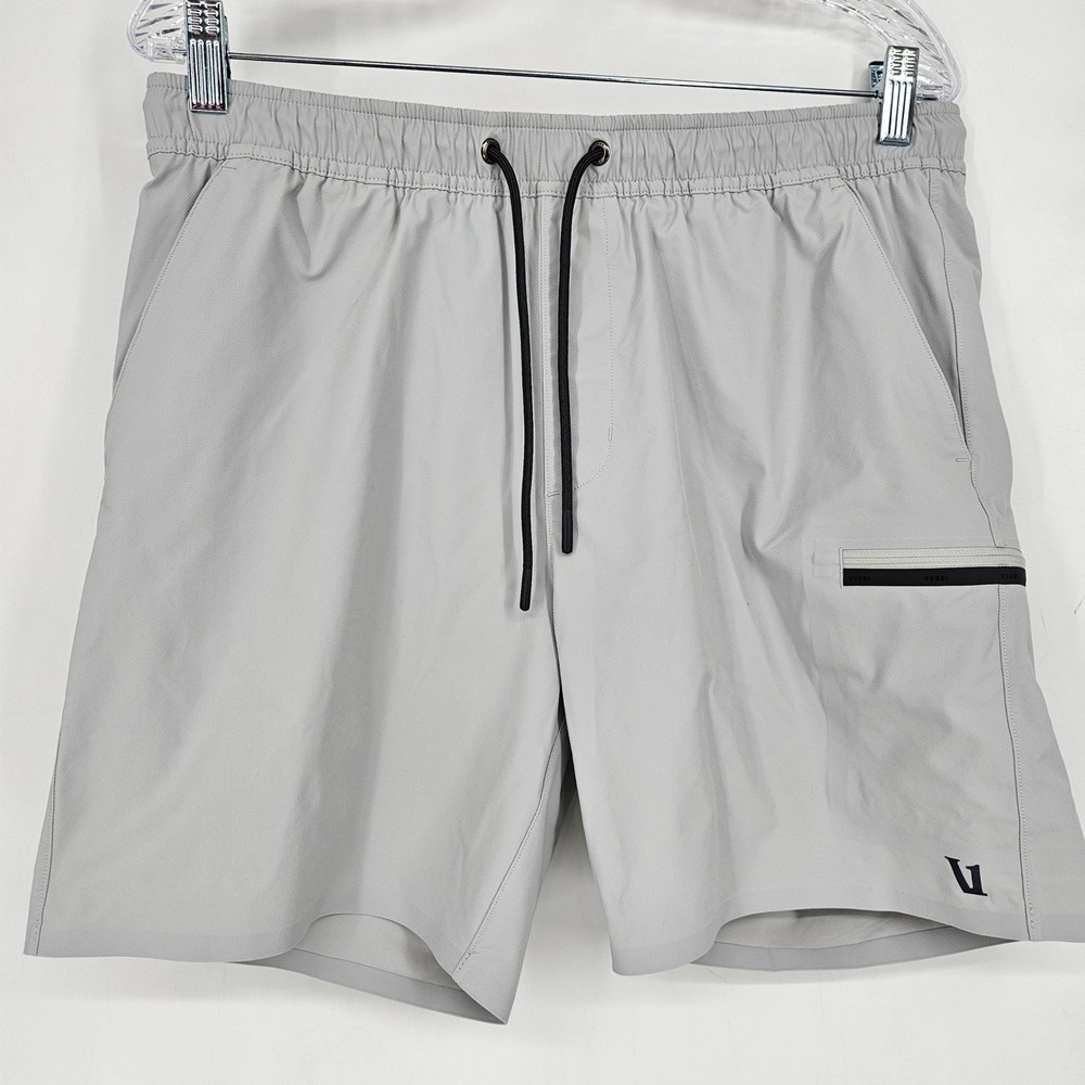 Vuori Grafton Shorts Mens Large Sky Gray Performance Activewear Athletic Lined